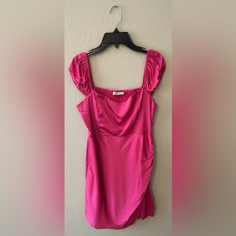 Lush Off-Shoulder Romper Dress In Fuchsia Size Small NWOT